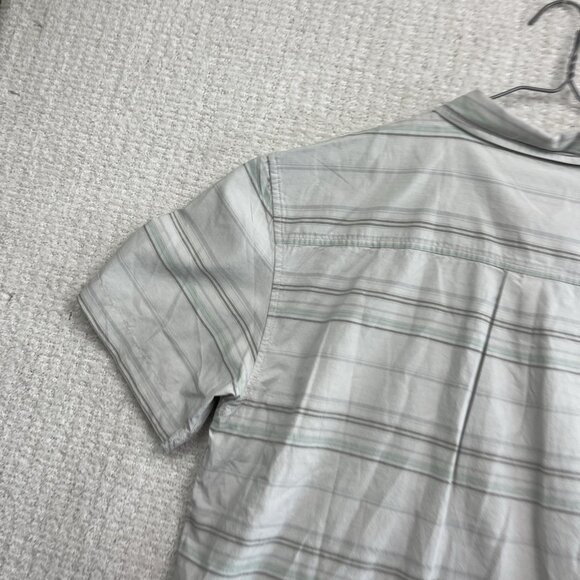 O'Neill Button Up Shirt Off-White / Grey w/Blue Striped Short Sleeve Surf Men XL - Picture 12 of 15